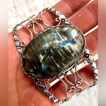 925 LIGHTNING Flash Dark Labradorite Cuff Bracelet