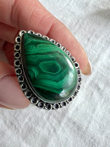 925 Heart Portal Malachite Ring 8