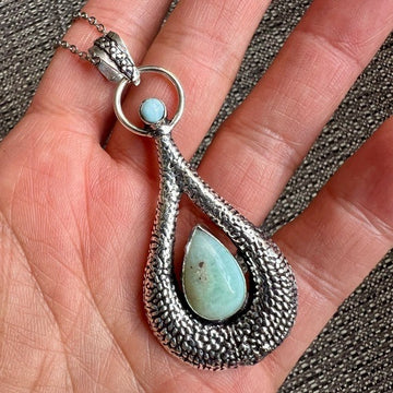 925 Elegant Larimar Drop Pendant Necklace