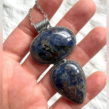 925 Double Huge Spiritual Sodalite Pendant Necklace