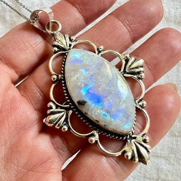 925 WOW WOW! Rainbow FLASH MOONSTONE Necklace Pendant