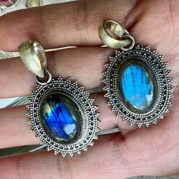 925 You Choose! Flash Labradorite SUN Pendant Necklace