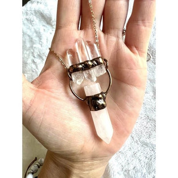 Master Healer Clear Quartz Trident Pendant Necklace