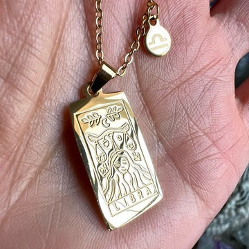 GOLD Stainless Steel ZODIAC ASTROLOGY Necklace Pendant Scorpio Leo Aries Virgo