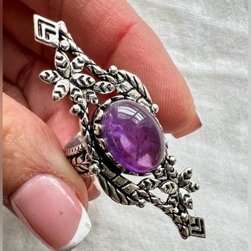 925 Ornamental Crown Amethyst Ring 7.5