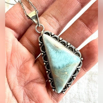 925 Calming Caribbean Geometric Larimar Necklace Pendant
