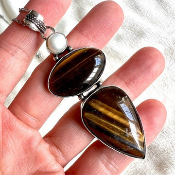 925 Solar Chakra Tigers Eye Pendant Necklace