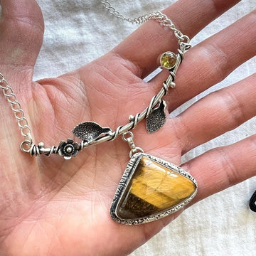 925 Feminine Courage Tigers Eye Necklace