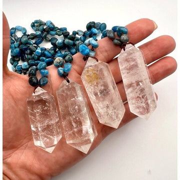 MANIFEST Apatite + DT Quartz Mala Necklace Pendant