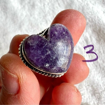925 Akashic Records Lepidolite Heart ❤️ Ring