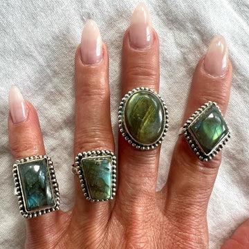 925 LUX Flash Labradorite Rings 6.5