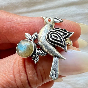 925 Flash Labradorite Bird Ring 7