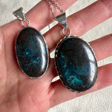 925 Personal Power Teaching Stone Chrysocolla Pendant Necklace
