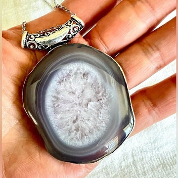 925 STUNNING HUGE Solar Quartz Portal Pendant Necklace