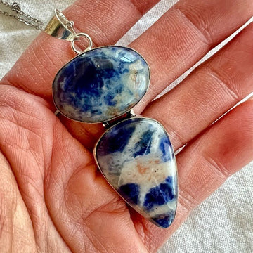 925 Double Spiritual Sodalite Pendant Necklace