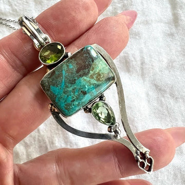 925 Gorgeous! Chrysocolla Pendant Necklace