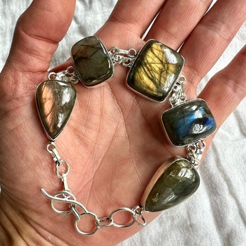 925 AMAZING! Chunky Flash Labradorite Bracelet