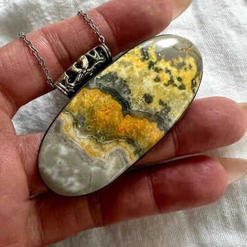 925 Souls Growth Bumble Bee Jasper Pendant Necklace