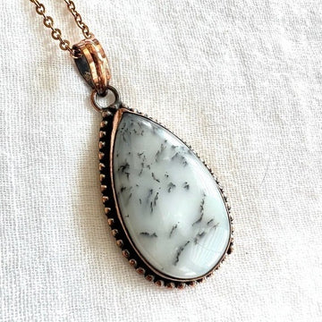 COPPER DENDRITIC AGATE Teardrop Necklace Pendant