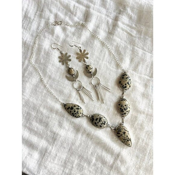 925 Yin Yang Playful Dalmatian Jasper Necklace