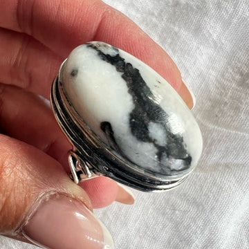 925 Moon Energy White Buffalo Jasper GORGEOUS Ring 10.5