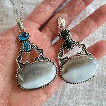 925 HIGHVIBE Owyhee Opal Topaz Onyx Necklace Pendant