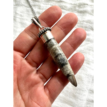 Past Life Recall - Orthoceras Fossil Pendant Necklace
