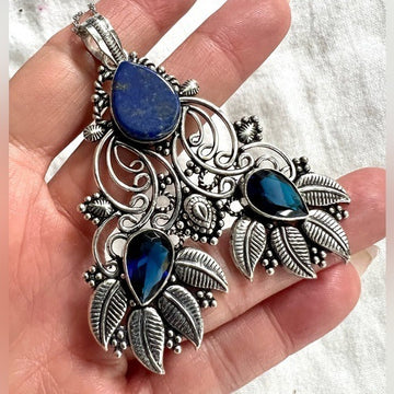 925 Consciously WILD Lapis Lazuli + Topaz Necklace Pendant