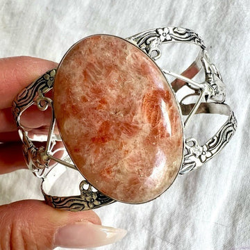 925 MASSIVE Aura Cleansing Sunstone Cuff Bracelet