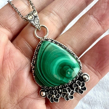 925 Mystical Malachite Swirl Pendant Necklace