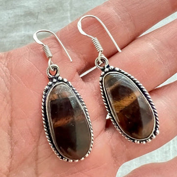 925 Solar Chakra Tigers Eye Earrings