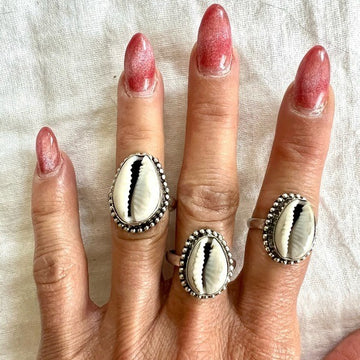 925 Goddess Yemaya Cowrie Shell Ring 8.5