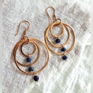 COPPER! Sodalite Triple Hoop Earrings