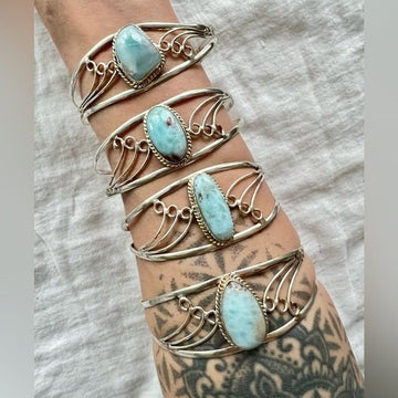 925 Caribbean Larimar Cuff Bracelet