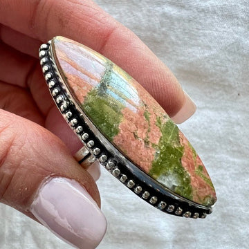 925 Inner Peace Unakite Long Ring 9