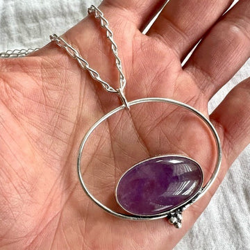 925 Modern Organic Amethyst Necklace Pendant