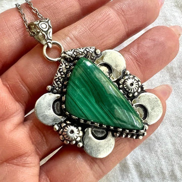925 Heart Activation Malachite Pendant Necklace