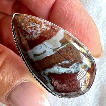 925 Confidence! Red Moss Agate Stacked Ring 8