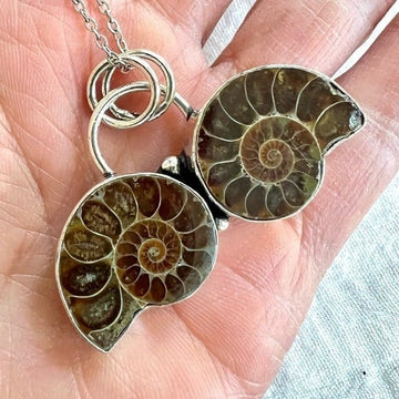 925 Past Lives! Double AMMONITE Necklace Pendant