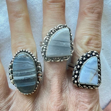 925 Angelic Blue Lace Agate Ring 6 9.5 8.75