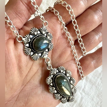 925 WOW! Double Flash Labradorite Solar Necklace