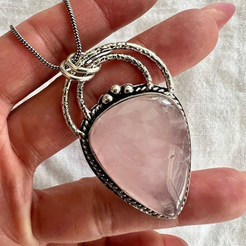 925 Rose Quartz Unconditional Love Pendant Necklace