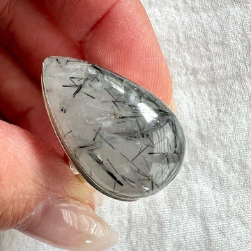 925 Yin Yang Tourmalated Quart Teardrop Ring 7