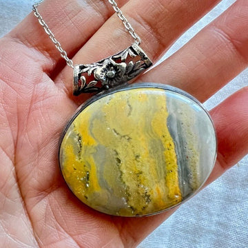 925 Bumble Bee Jasper Pendant Necklace