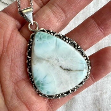 925 Calming Caribbean Larimar Ocean Pendant Necklace