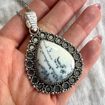 925 STUNNING! Dendritic Agate Statement Piece Necklace Pendant
