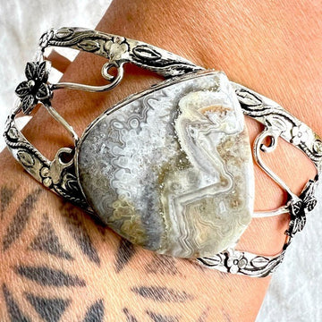 925 Crazy Laguna Lace Agate Cuff Bracelet