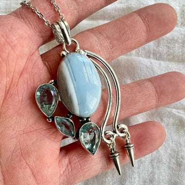 925 HIGH⚡️VIBE Peruvian Owyhee Opal + Topaz Necklace Pendant