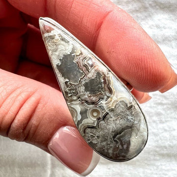 925 Crazy Lace Agate Teardrop Ring 7.5