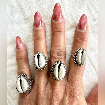 925 Goddess Yemaya Cowrie Shell Ring 7.5